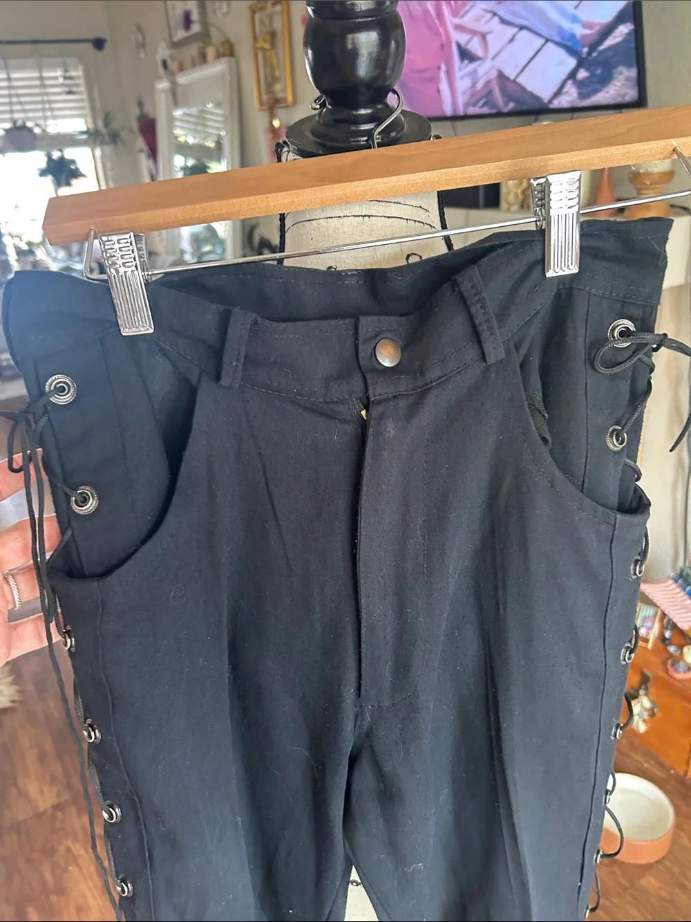 Black Lace-Up Side Eyelet Men's Dress Pants